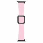 Black Square Buckle Silicone Watch Band For Apple Watch Ultra 49mm / Series 8&7 45mm / SE 2&6&SE&5&4 44mm / 3&2&1 42mm(Pink)