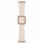 Rose Gold Square Buckle Silicone Watch Band For Apple Watch Ultra 49mm / Series 8&7 45mm / SE 2&6&SE&5&4 44mm / 3&2&1 42mm(Starlight)