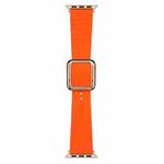 Rose Gold Square Buckle Silicone Watch Band For Apple Watch Ultra 49mm / Series 8&7 45mm / SE 2&6&SE&5&4 44mm / 3&2&1 42mm(Orange)