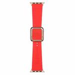 Rose Gold Square Buckle Silicone Watch Band For Apple Watch Ultra 49mm / Series 8&7 45mm / SE 2&6&SE&5&4 44mm / 3&2&1 42mm(Red)