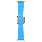 Rose Gold Square Buckle Silicone Watch Band For Apple Watch Ultra 49mm / Series 8&7 45mm / SE 2&6&SE&5&4 44mm / 3&2&1 42mm(Blue)