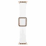 Rose Gold Square Buckle Silicone Watch Band For Apple Watch Ultra 49mm / Series 8&7 45mm / SE 2&6&SE&5&4 44mm / 3&2&1 42mm(White)