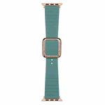 Rose Gold Square Buckle Silicone Watch Band For Apple Watch Ultra 49mm / Series 8&7 45mm / SE 2&6&SE&5&4 44mm / 3&2&1 42mm(Pine Needle Green)