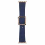 Rose Gold Square Buckle Silicone Watch Band For Apple Watch Ultra 49mm / Series 8&7 45mm / SE 2&6&SE&5&4 44mm / 3&2&1 42mm(Midnight Blue)