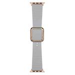 Rose Gold Square Buckle Silicone Watch Band For Apple Watch Series 8&7 41mm / SE 2&6&SE&5&4 40mm / 3&2&1 38mm(Cloud Grey)