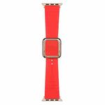 Rose Gold Square Buckle Silicone Watch Band For Apple Watch Series 8&7 41mm / SE 2&6&SE&5&4 40mm / 3&2&1 38mm(Red)