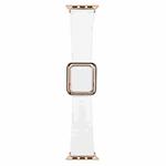 Rose Gold Square Buckle Silicone Watch Band For Apple Watch Series 8&7 41mm / SE 2&6&SE&5&4 40mm / 3&2&1 38mm(White)