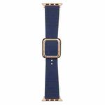 Rose Gold Square Buckle Silicone Watch Band For Apple Watch Series 8&7 41mm / SE 2&6&SE&5&4 40mm / 3&2&1 38mm(Midnight Blue)