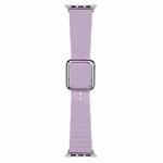 Silver Square Buckle Silicone Watch Band For Apple Watch Ultra 49mm / Series 8&7 45mm / SE 2&6&SE&5&4 44mm / 3&2&1 42mm(Light Purple)