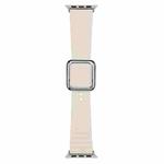 Silver Square Buckle Silicone Watch Band For Apple Watch Ultra 49mm / Series 8&7 45mm / SE 2&6&SE&5&4 44mm / 3&2&1 42mm(Starlight)