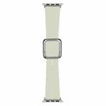 Silver Square Buckle Silicone Watch Band For Apple Watch Ultra 49mm / Series 8&7 45mm / SE 2&6&SE&5&4 44mm / 3&2&1 42mm(Beige)