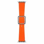 Silver Square Buckle Silicone Watch Band For Apple Watch Ultra 49mm / Series 8&7 45mm / SE 2&6&SE&5&4 44mm / 3&2&1 42mm(Orange)