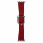 Silver Square Buckle Silicone Watch Band For Apple Watch Ultra 49mm / Series 8&7 45mm / SE 2&6&SE&5&4 44mm / 3&2&1 42mm(Wine Red)