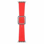 Silver Square Buckle Silicone Watch Band For Apple Watch Ultra 49mm / Series 8&7 45mm / SE 2&6&SE&5&4 44mm / 3&2&1 42mm(Red)