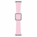 Silver Square Buckle Silicone Watch Band For Apple Watch Ultra 49mm / Series 8&7 45mm / SE 2&6&SE&5&4 44mm / 3&2&1 42mm(Pink)