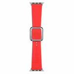 Silver Square Buckle Silicone Watch Band For Apple Watch Series 8&7 41mm / SE 2&6&SE&5&4 40mm / 3&2&1 38mm(Red)