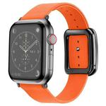 Black Square Buckle Microfiber Leather Watch Band For Apple Watch Ultra 49mm / Series 8&7 45mm / SE 2&6&SE&5&4 44mm / 3&2&1 42mm(Orange)