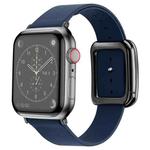 Black Square Buckle Microfiber Leather Watch Band For Apple Watch Ultra 49mm / Series 8&7 45mm / SE 2&6&SE&5&4 44mm / 3&2&1 42mm(Midnight Blue)