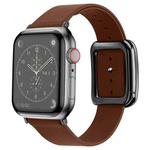 Black Square Buckle Microfiber Leather Watch Band For Apple Watch Series 8&7 41mm / SE 2&6&SE&5&4 40mm / 3&2&1 38mm(Brown)