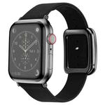 Black Square Buckle Microfiber Leather Watch Band For Apple Watch Series 8&7 41mm / SE 2&6&SE&5&4 40mm / 3&2&1 38mm(Black)