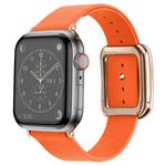 Rose Gold Square Buckle Microfiber Leather Watch Band For Apple Watch Series 8&7 41mm / SE 2&6&SE&5&4 40mm / 3&2&1 38mm(Orange)