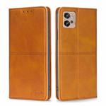 For Motorola Moto G32 4G Cow Texture Magnetic Leather Phone Case(Light Brown)