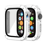 2 in 1 Screen Tempered Glass Film Protective Case For Apple Watch Series 9 / 8 / 7 45mm(White)