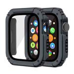 2 in 1 Screen Tempered Glass Film Protective Case For Apple Watch Series 9 / 8 / 7 45mm(Dark Grey)