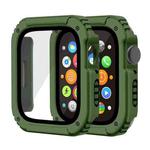 2 in 1 Screen Tempered Glass Film Protective Case For Apple Watch Series 9 / 8 / 7 41mm(Army Green)