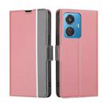 For vivo iQOO Z6 44W/T1 Snapdragon 680 Twill Texture Side Button Leather Phone Case(Pink)