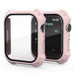 2 in 1 Frosted PC Frame + Screen Tempered Glass Film Protective Case For Apple Watch Series 9 / 8 / 7 45mm(Pink)