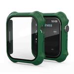 2 in 1 Frosted PC Frame + Screen Tempered Glass Film Protective Case For Apple Watch Series 9 / 8 / 7 45mm(Green)
