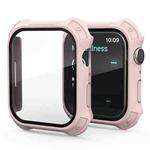 2 in 1 Frosted PC Frame + Screen Tempered Glass Film Protective Case For Apple Watch Series 9 / 8 / 7 41mm(Pink)