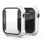 2 in 1 Frosted PC Frame + Screen Tempered Glass Film Protective Case For Apple Watch Series 9 / 8 / 7 41mm(White)