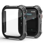 2 in 1 PC Frame + Screen Tempered Glass Film Protective Case For Apple Watch Series 8 / 7 45mm(Black)