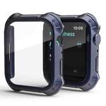 2 in 1 PC Frame + Screen Tempered Glass Film Protective Case For Apple Watch Series 9 / 8 / 7 45mm(Blue)