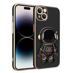 For iPhone 14 Pro Max Plating Astronaut Holder Phone Case (Black)