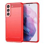 For Samsung Galaxy S22+ Brushed Texture Carbon Fiber TPU Phone Case(Red)