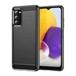 For Samsung Galaxy A03s US Version Brushed Texture Carbon Fiber TPU Phone Case(Black)