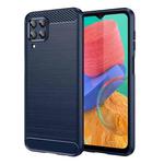 For Samsung Galaxy M33 Brushed Texture Carbon Fiber TPU Phone Case(Blue)