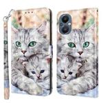 For OnePlus Nord N20 5G 3D Painted Leather Phone Case(Two Loving Cats)
