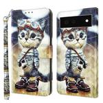 For Google Pixel 6a 3D Painted Leather Phone Case(Naughty Cat)