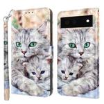 For Google Pixel 6a 3D Painted Leather Phone Case(Two Loving Cats)
