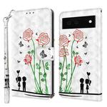 For Google Pixel 6a 3D Painted Leather Phone Case(Couple Rose)