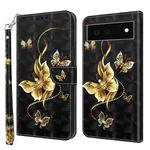 For Google Pixel 6a 3D Painted Leather Phone Case(Golden Swallow Butterfly)