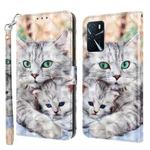 For OPPO A16 / A16s / A54s 3D Painted Leather Phone Case(Two Loving Cats)
