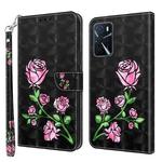 For OPPO A16 / A16s / A54s 3D Painted Leather Phone Case(Rose)
