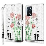 For OPPO A54 5G / A74 5G 3D Painted Leather Phone Case(Couple Rose)