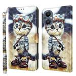 For OPPO A96 5G / Reno7 Z 3D Painted Leather Phone Case(Naughty Cat)