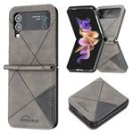 For Samsung Galaxy Z Flip4 Rhombus Texture Leather Phone Case(Grey)
